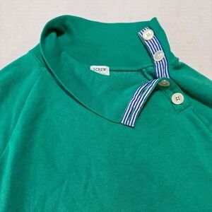 J. Crew Womens Teal Green Asymmetrical Button Funnel Neck Sweatshirt Size M